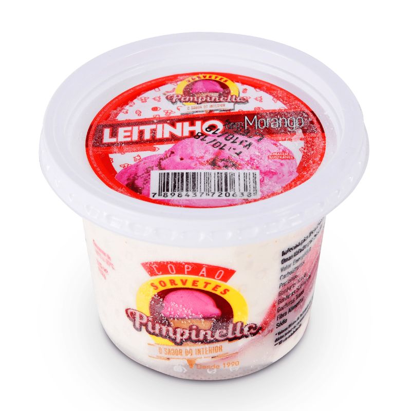 Sorvete Pimpinella 320ml Leite Ninho Com Morango (7898437720638)