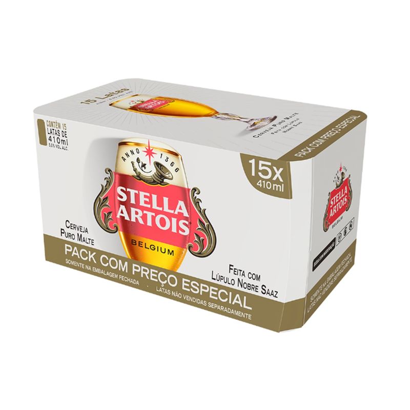Cerveja Stella Artois 410ml Lata com 15 unidades Preço Especial (7891991301770)