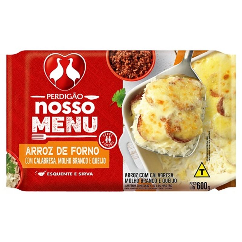 Arroz Forno Calabresa Molho Branco Nosso Menu Perdigão 600g (7891515585723)
