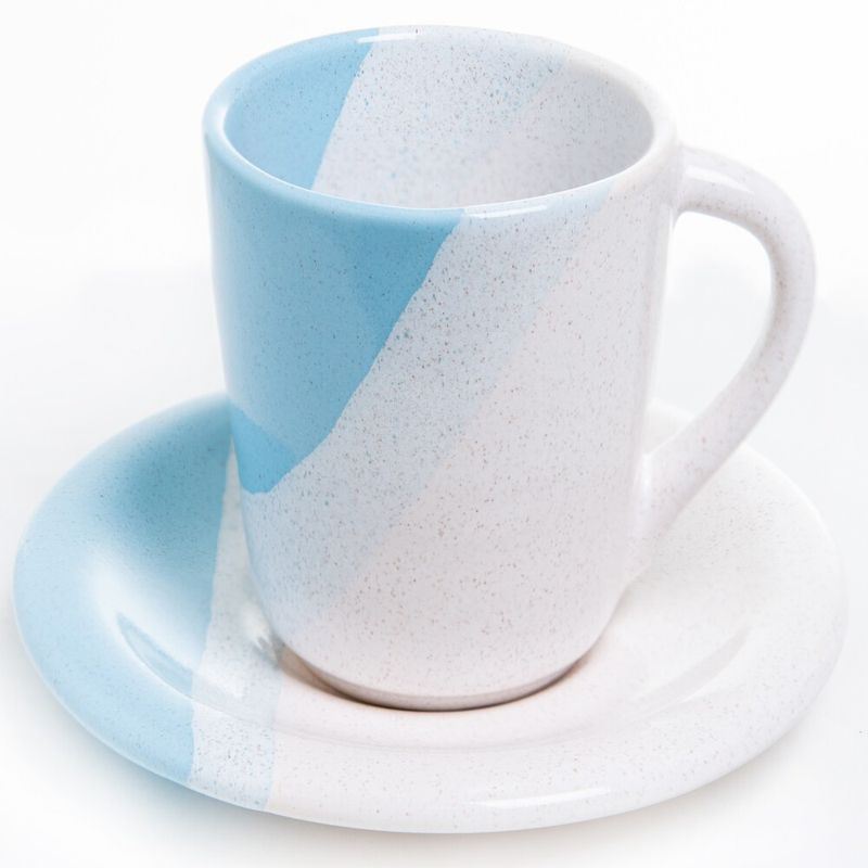 Xicara Cha Ceramica Beatriz 210ml Atual Pigm Celeste Branco (7898695307213)
