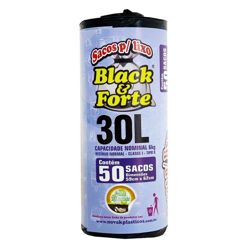 Saco Lixo Black Fort Reciclado 30L Com 50 (7897895800333)