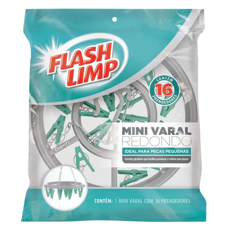 Mini Varal Flash Limp Com 16 Prendedores Redondo (7897753676810)
