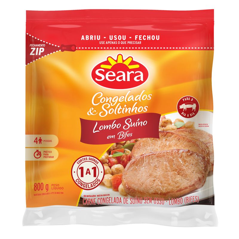 Lombo suíno em bifes Seara IQF 800g (7894904223657)