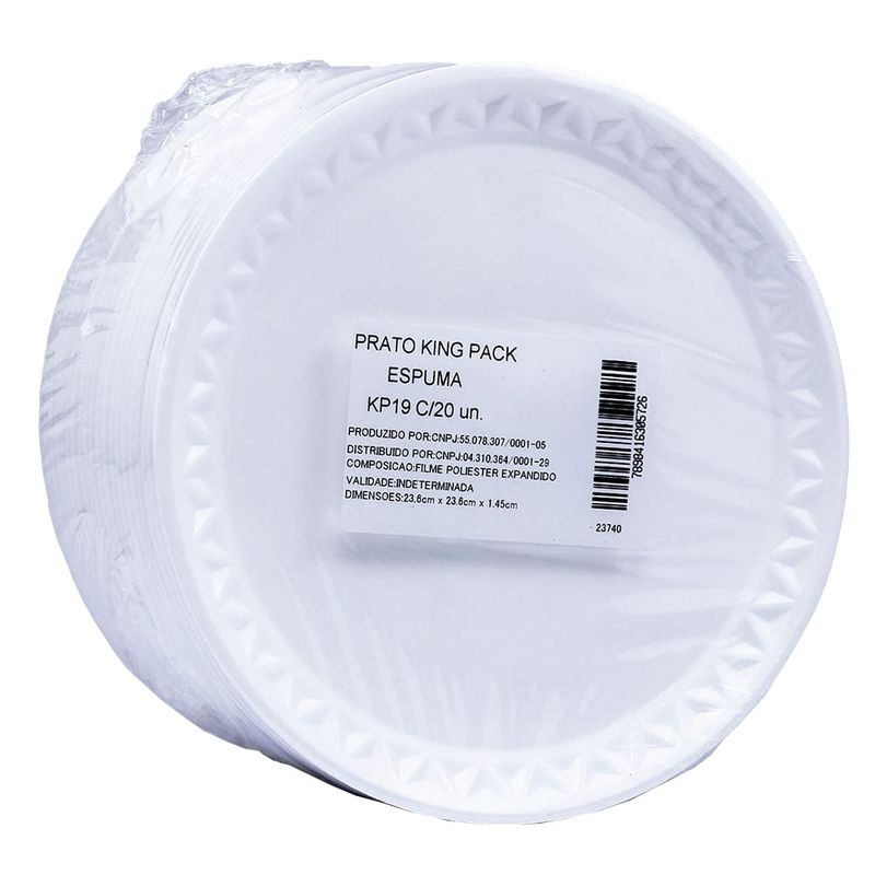 Prato descartável espuma King KP19 20 unidades (7898416305726)