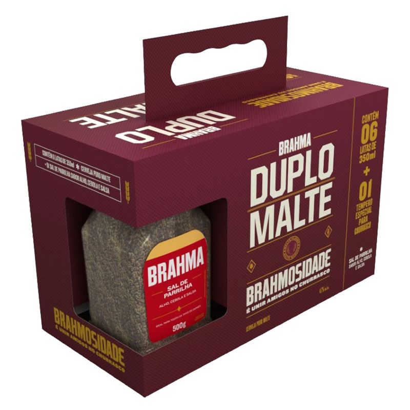 Kit 6 Brahma Duplo Malte 350ml Mais 1 Sal de Parrilha (7898700710830)