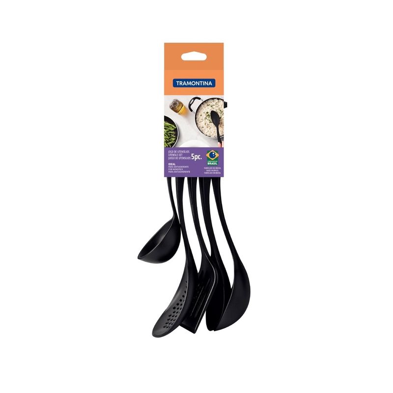 Jogo Utensilios Tramontina Ability Nylon 5 Peças Preto (7891112290945)