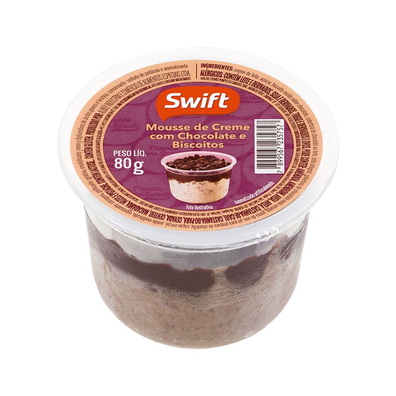 Mousse Swift 80g Creme Chocolate Biscoito (7899567235757)