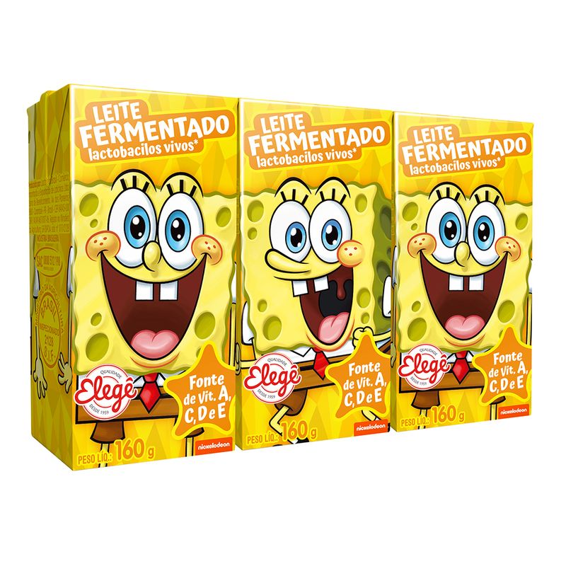 Leite Fermentadol Bob Esponja 160G Com 3 Unidades (7891097101557)