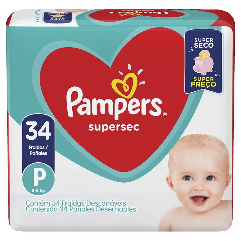 Fraldas Pampers Supersec P 34 Unidades (7500435132718)