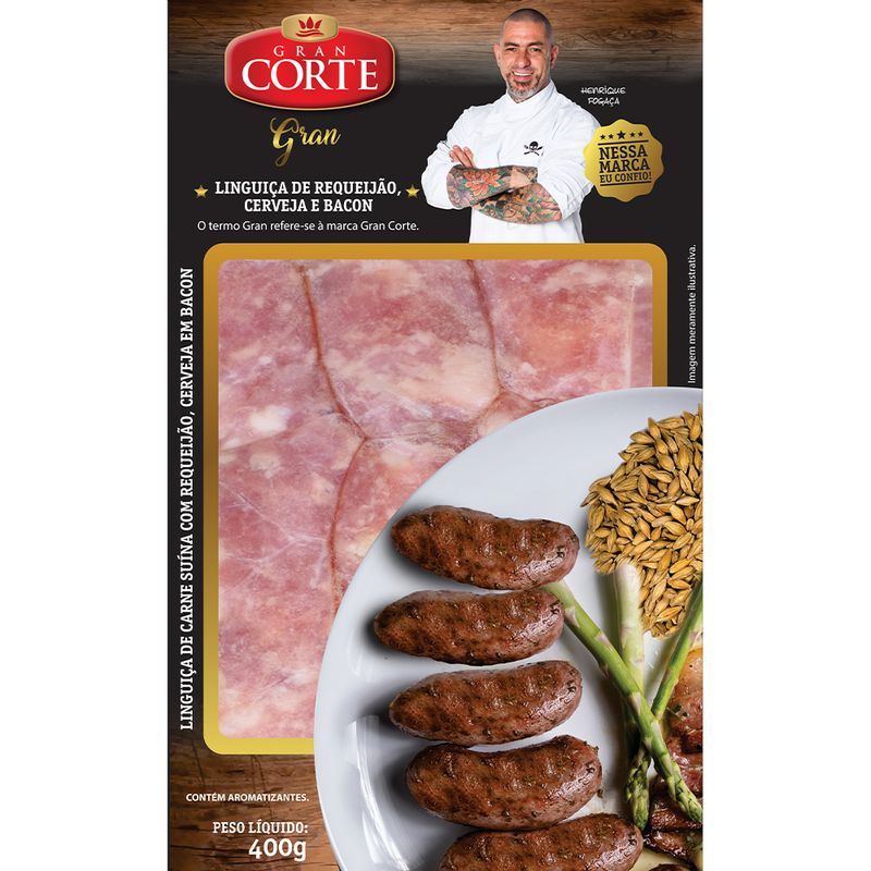 Linguiça Suína Requeijão Cerveja Bacon Gran Corte 400g (7898626090450)