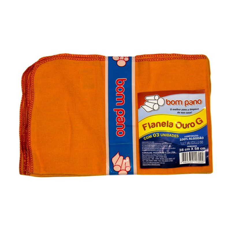 Flanela Ouro Bom Pano Com 3 Unidades Grande (7892330113009)