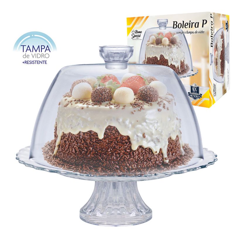 Boleira Vidro Ruvolo P Com Tampa E Pé (7908011002682)