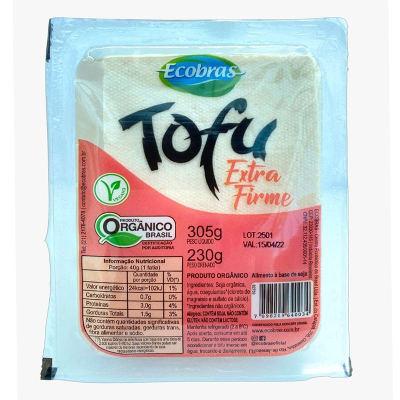 Tofu Extra Firme Ecobras Orgânico 230g (7898209640034)