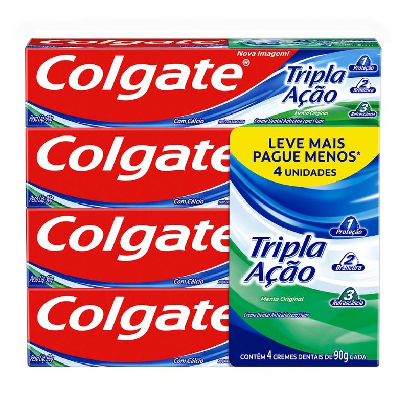 Creme Dental Colgate Trip Ação Ment 90g Com 4 L Mais P Menos (7509546679174)