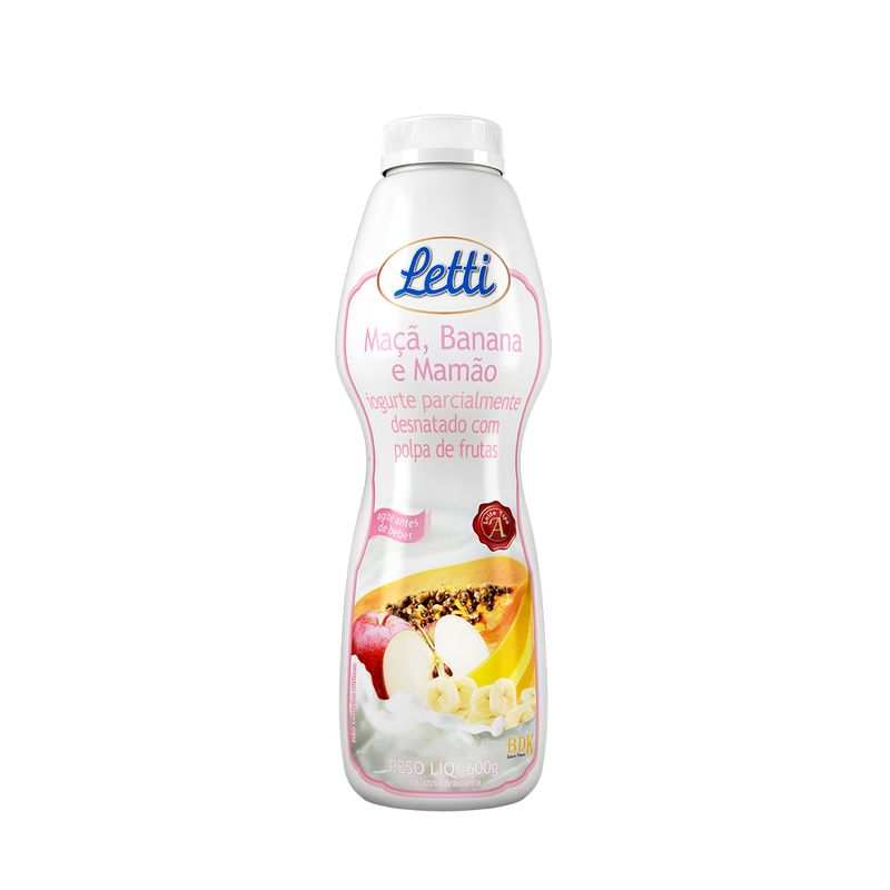 Iogurte Liquido Semidesnatado Letti 600g Maca Banana Mamao (7898925856528)