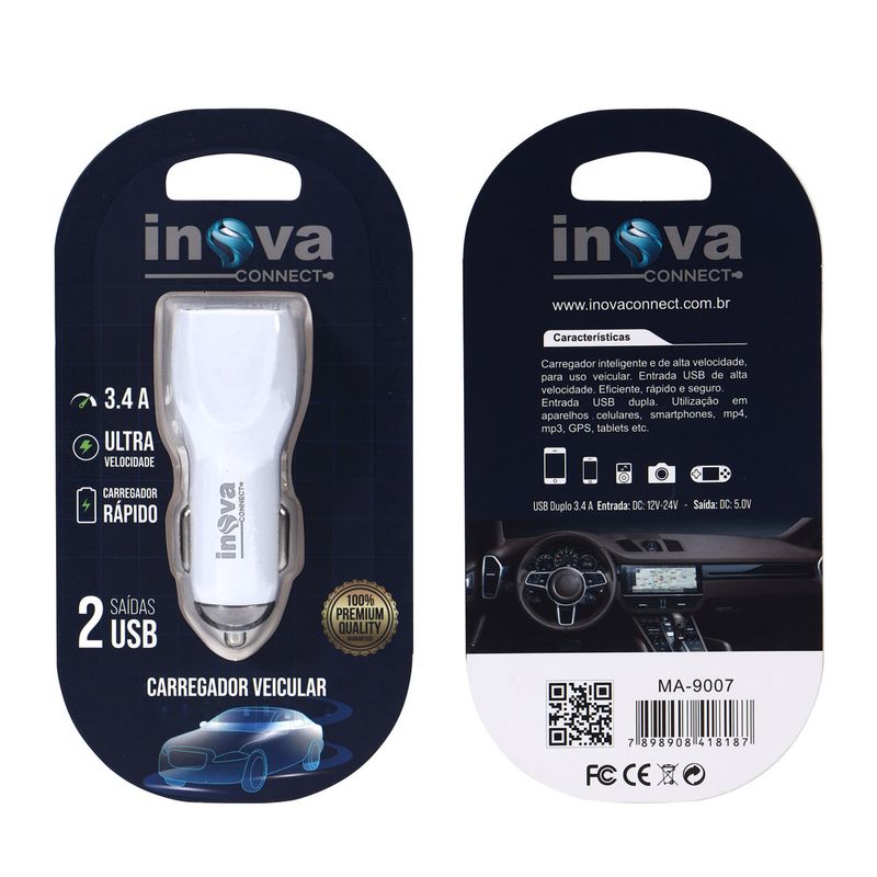 Acessório Celular Carregador Veicular Inova Connect (7898908418187)