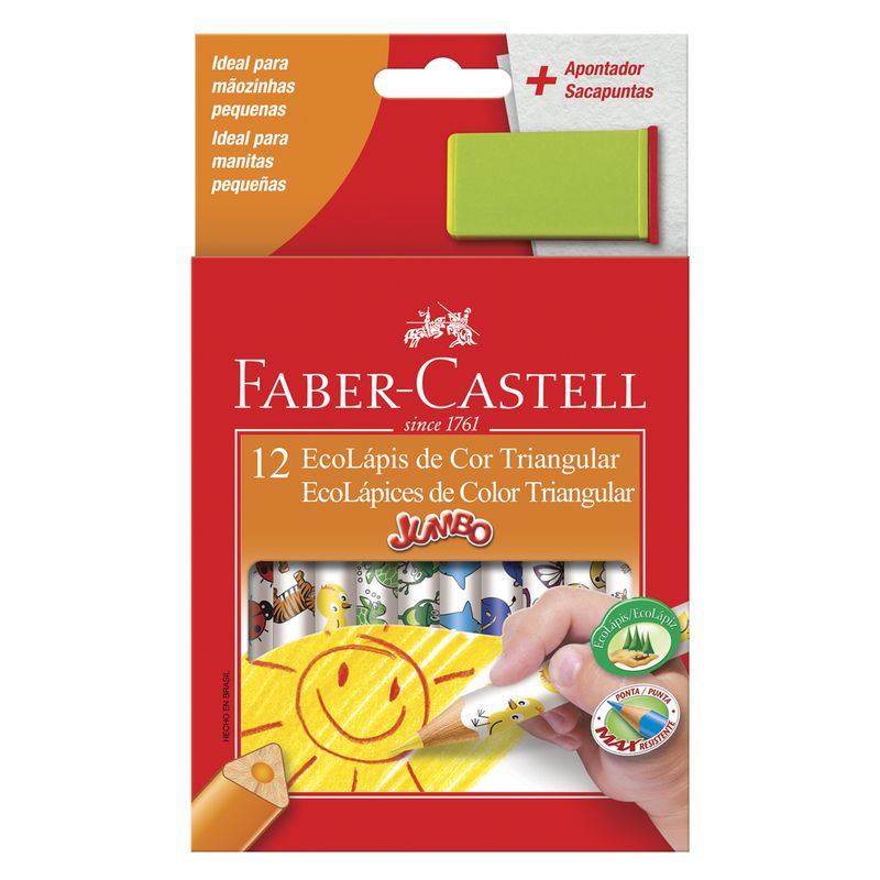 Lápis De Cor Faber Castell 12 Cores + Apontador (7891360447924)