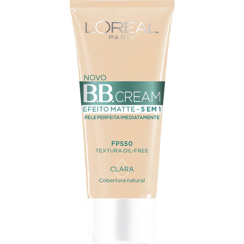 Base BB Cream L'Oréal Paris Efeito Matte Cor Clara FPS 50, 30ml (7899706179553)