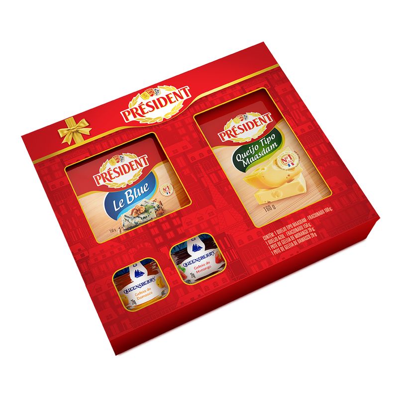 Kit 1 Queijo Maasdam-1 Qj Blue President-2 Geléias QB 366g (7891097104312)