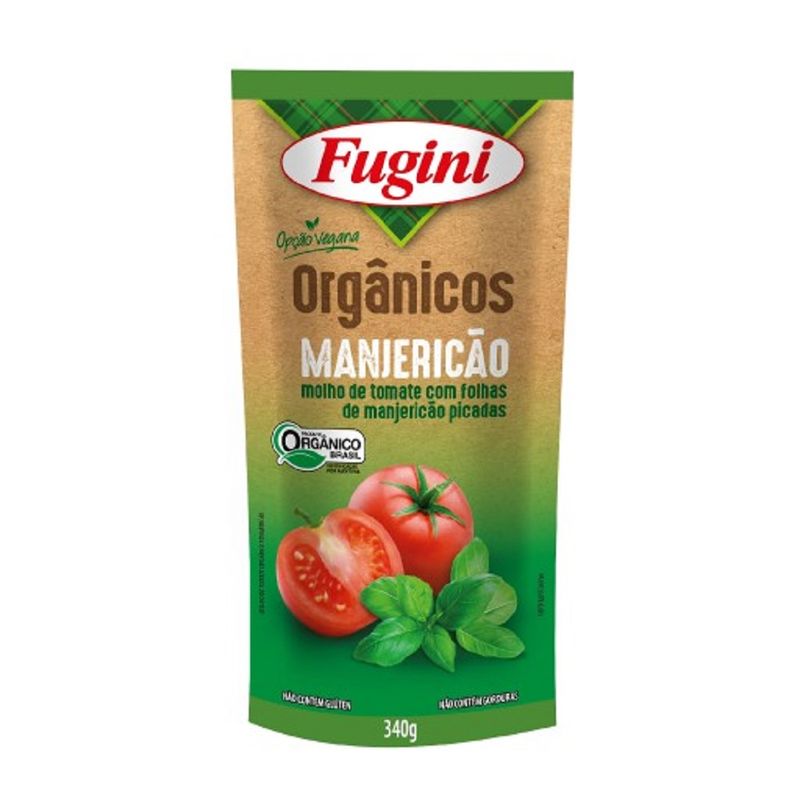 Molho Tomate Orgânico Fugini 340g Sachê Manjericão (7897517206673)