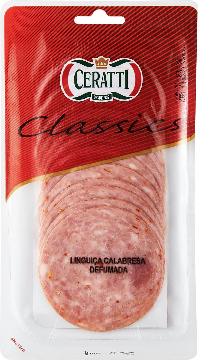 Linguiça calabresa fatiada e defumada Ceratti 100g (7898907632614)