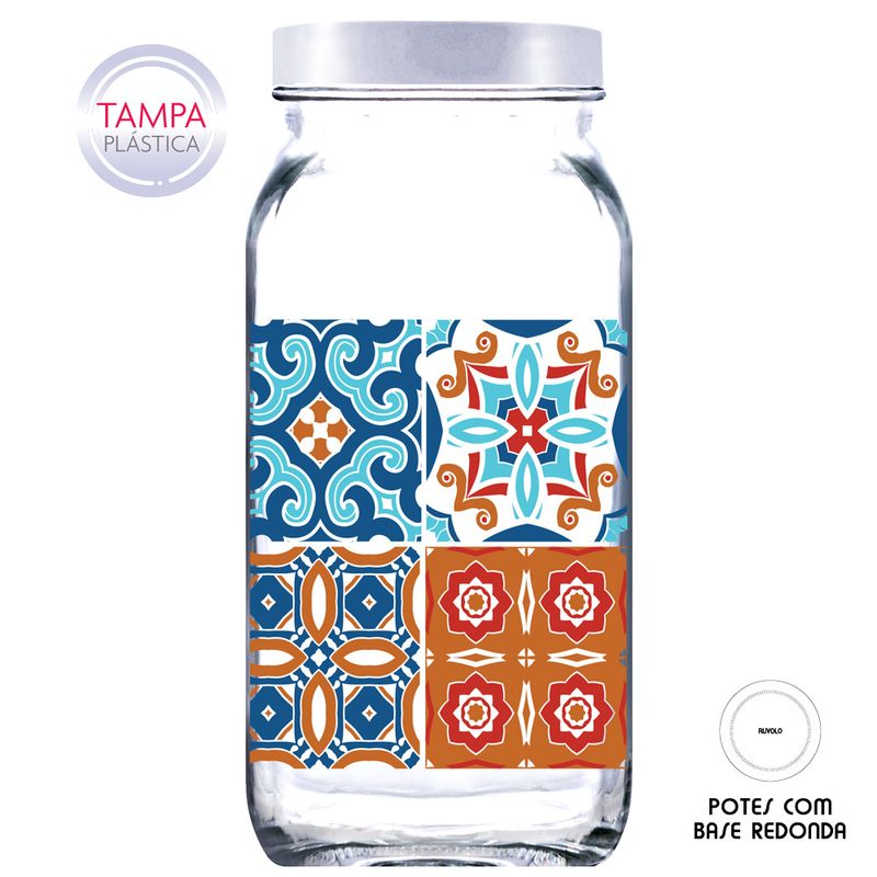 Pote Vidro Style Mosaic Grande Com Tampa 900ml (7908011001784)