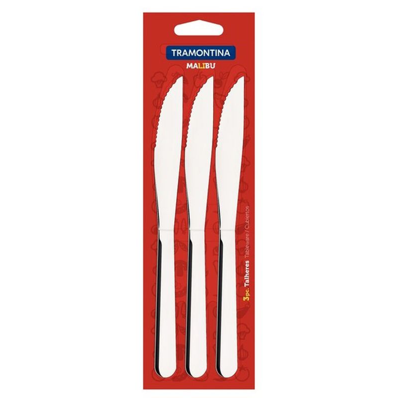 Conjunto Faca Inox Tramontina 3 Peças Malibu (7891112272286)