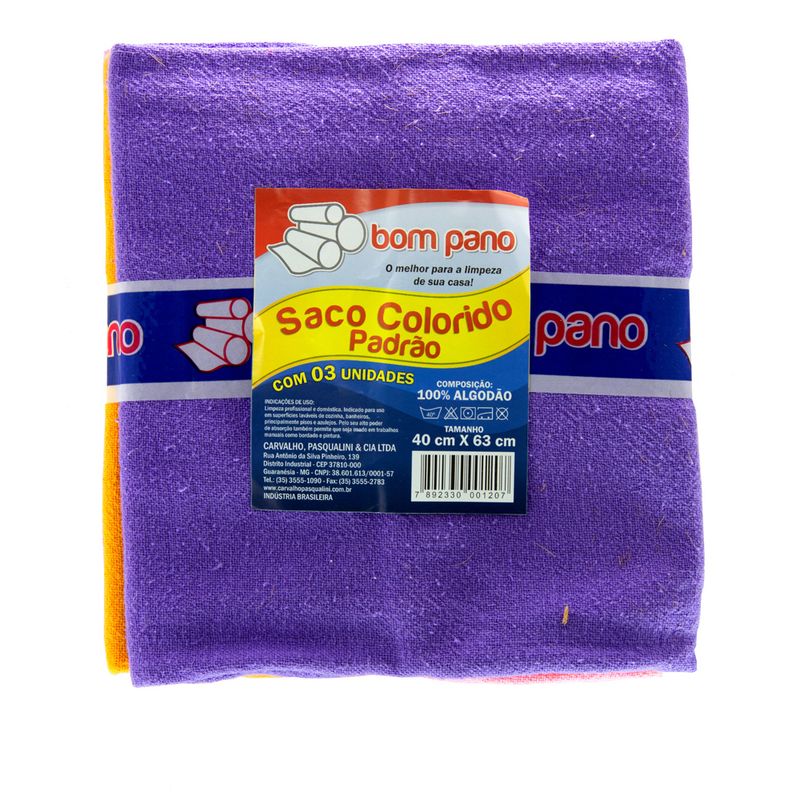 Saco Color Padrão Bom Pano Com 3 Unidades (7892330001207)