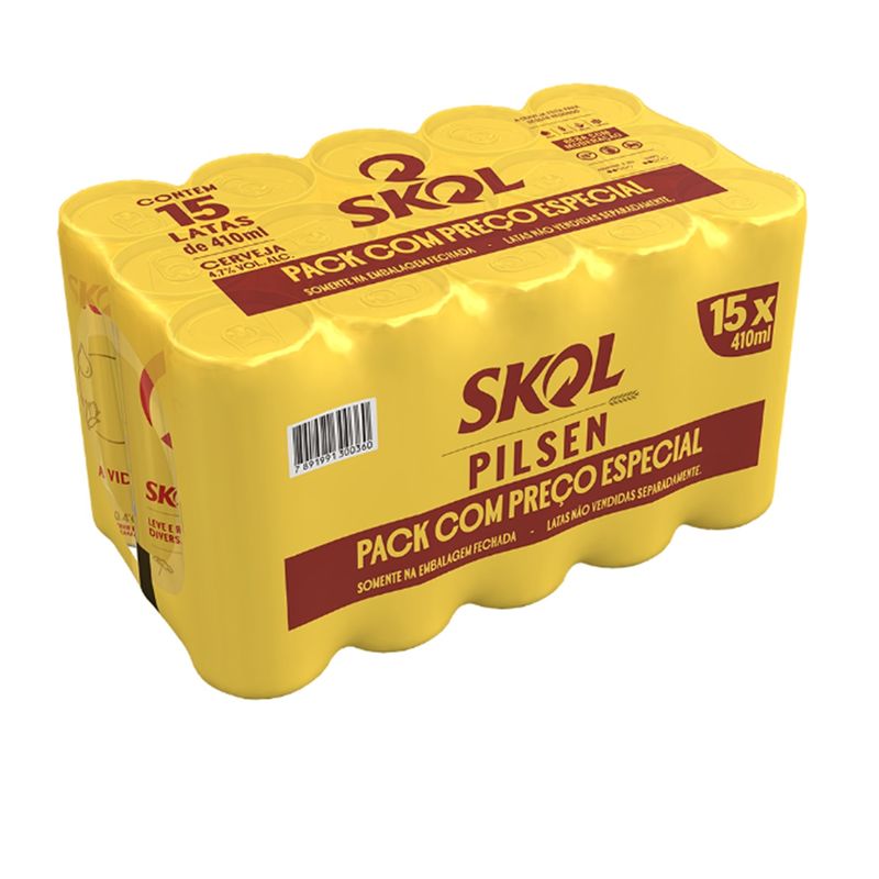 Cerveja Skol Lata 410ml com 15 unidades Preço Especial (7891991300360)