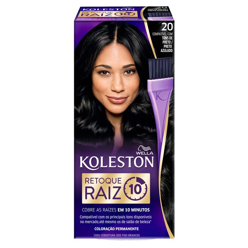 TINTURA KOLESTON 100% COB RETOQUE RAIZ PRETO AZULADO 20 (7891182019446)