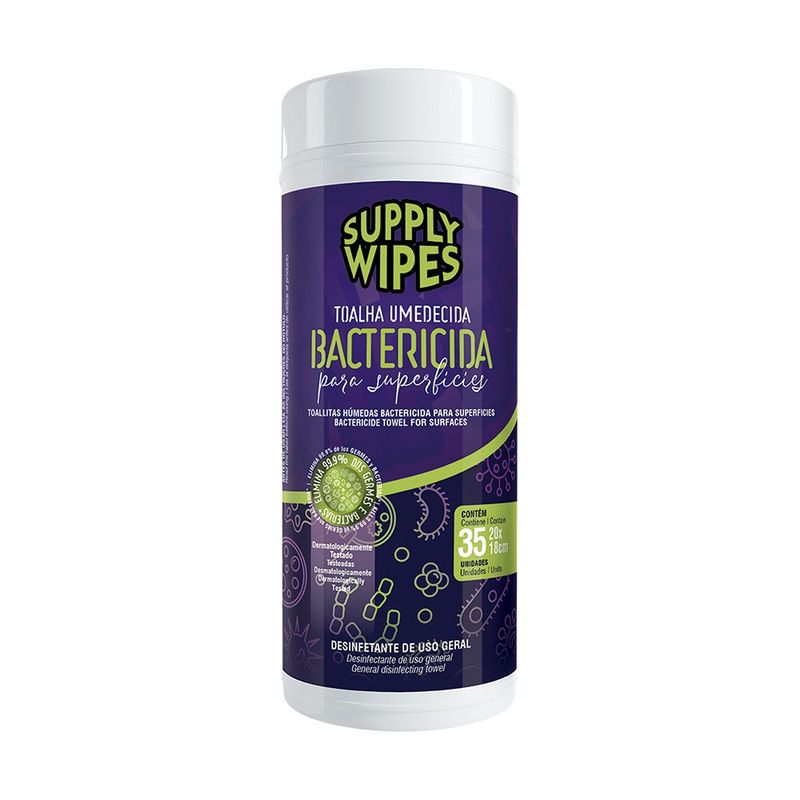 Toalha Umedecida Bactericida Supply Wipes (7898963035145)