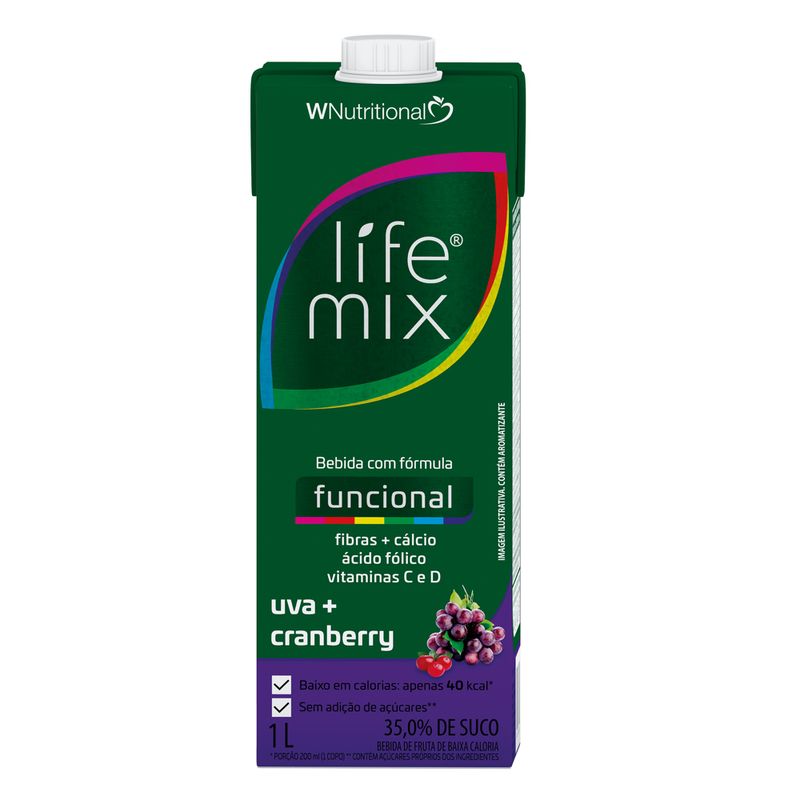 Bebida Com Suco Life Mix Uva E Cranberry 1L (7898954360041)