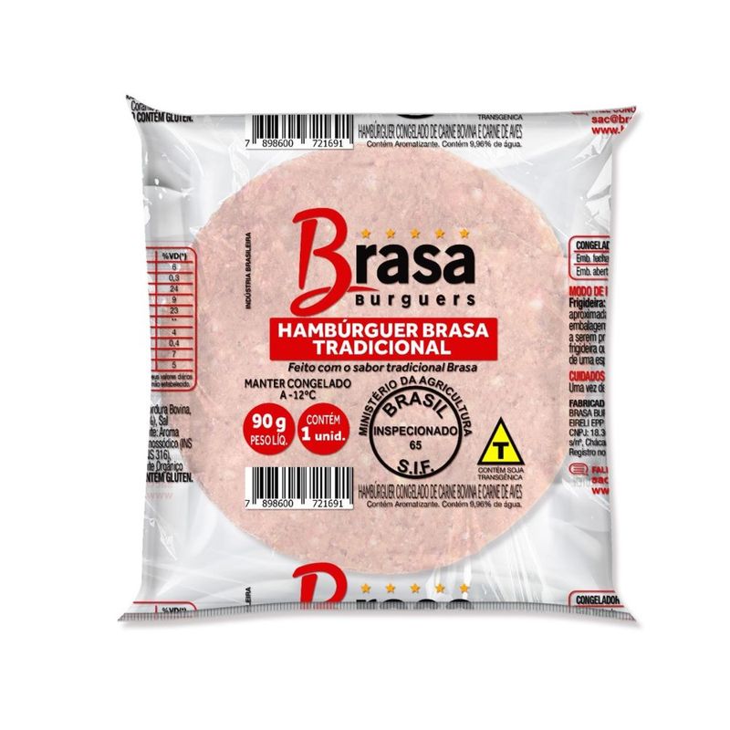 Hamburguer Brasa Burguers 90g Tradicional (7898600721691)