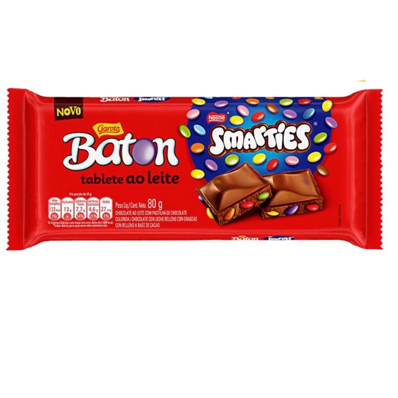 Chocolate Garoto Baton Smarties 80g Tablete (7891008124774)