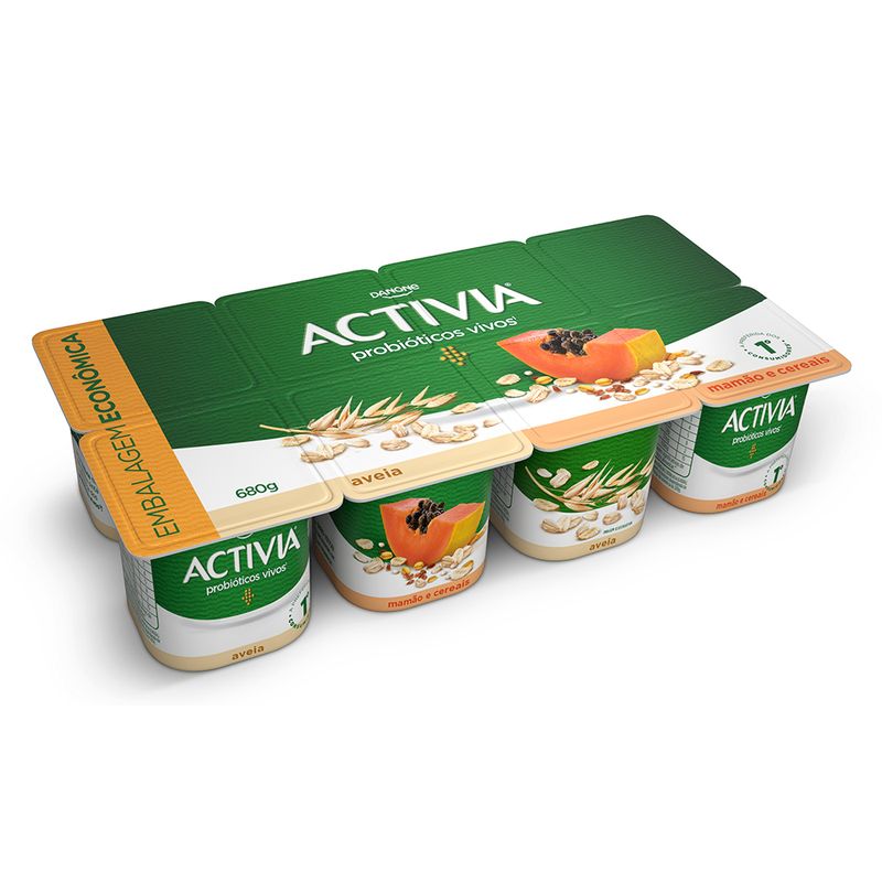 Leite Fermentado Polpa Activia Mamão Cereais 680g (7891025123248)