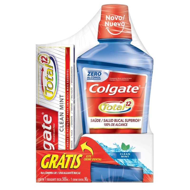Enxaguante Bucal Colgate Total 12 Clean Mint 500ml Promo Grátis 1 Total 12 90g (7891024037126)