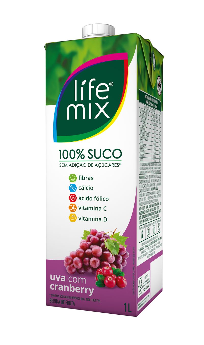 Suco Pronto Life Mix 1L 100% Uva Cranberry (7898954360720)