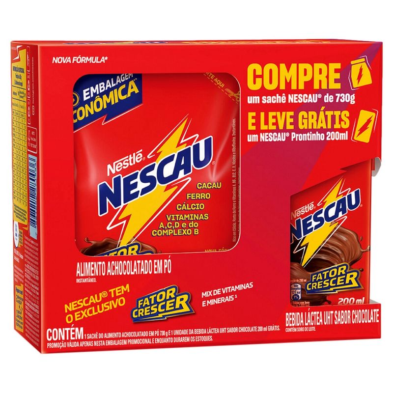Achocolatado Pó Nescau 730g Grátis 1 Nescau Prontinho 200ml (7891000371534)