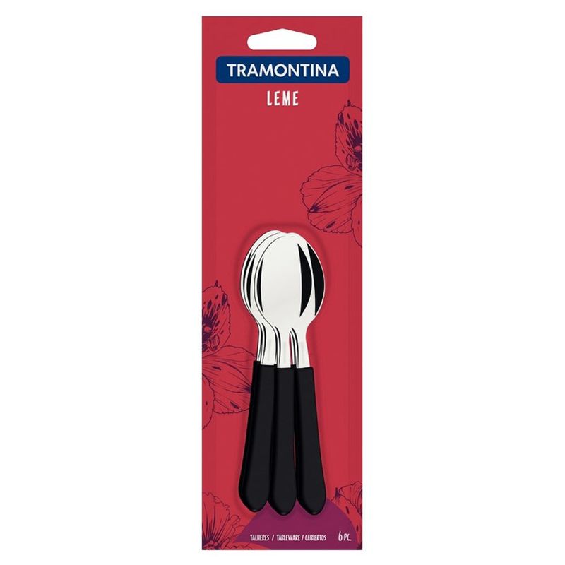 Conjunto Colher de Chá Inox Tramontina Leme Preta 6 peças (7891112276093)