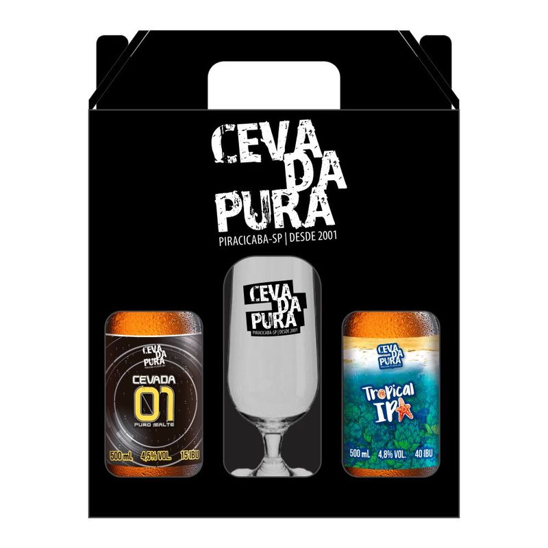 Kit Cerveja Tropical + Cevada Pura 2001 + Copo (7898942301964)
