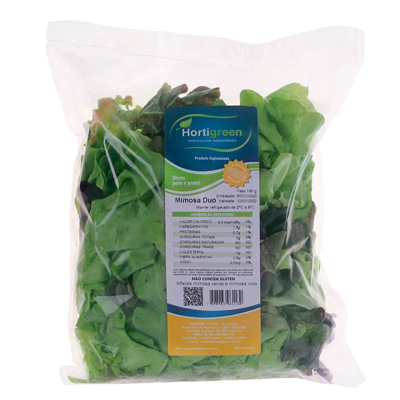 Salada Alface Mimosa Duo Higienizada Hortigreen 190g (7898963961147)