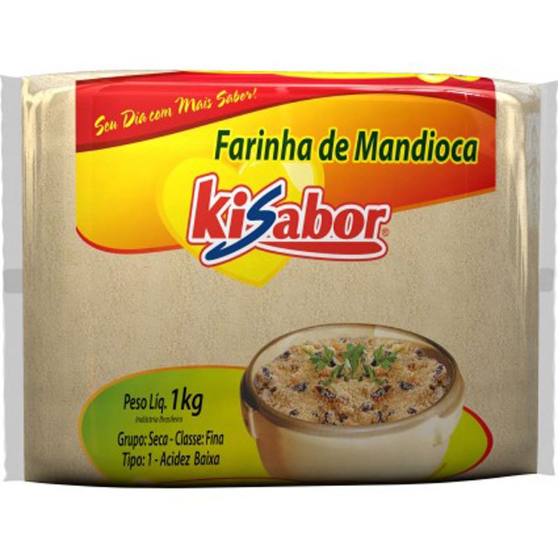 Farinha de mandioca crua e fina Kisabor 500g (7898416521089)