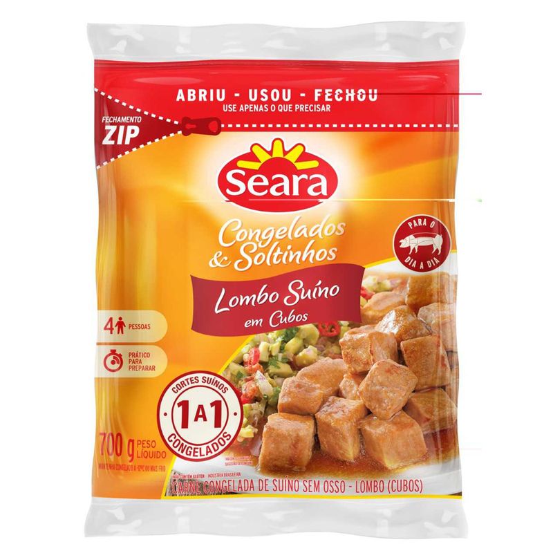 Lombo suíno em cubos Seara IQF 700g (7894904223695)