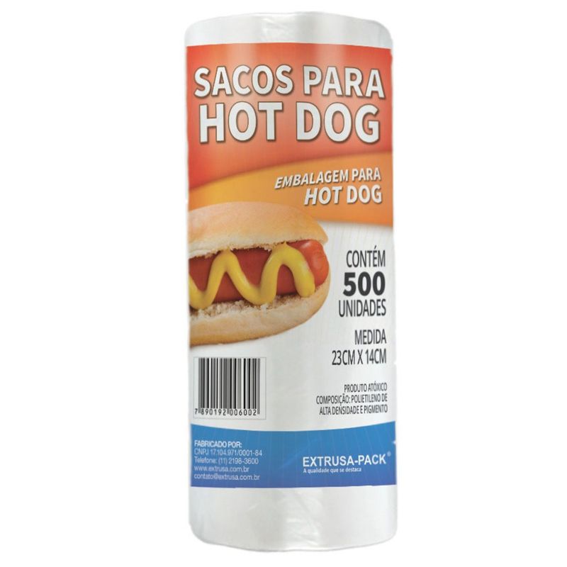 Saco Plástico Hot Dog Extrusa 23X14cm Com 500 Unidades (7899739505633)