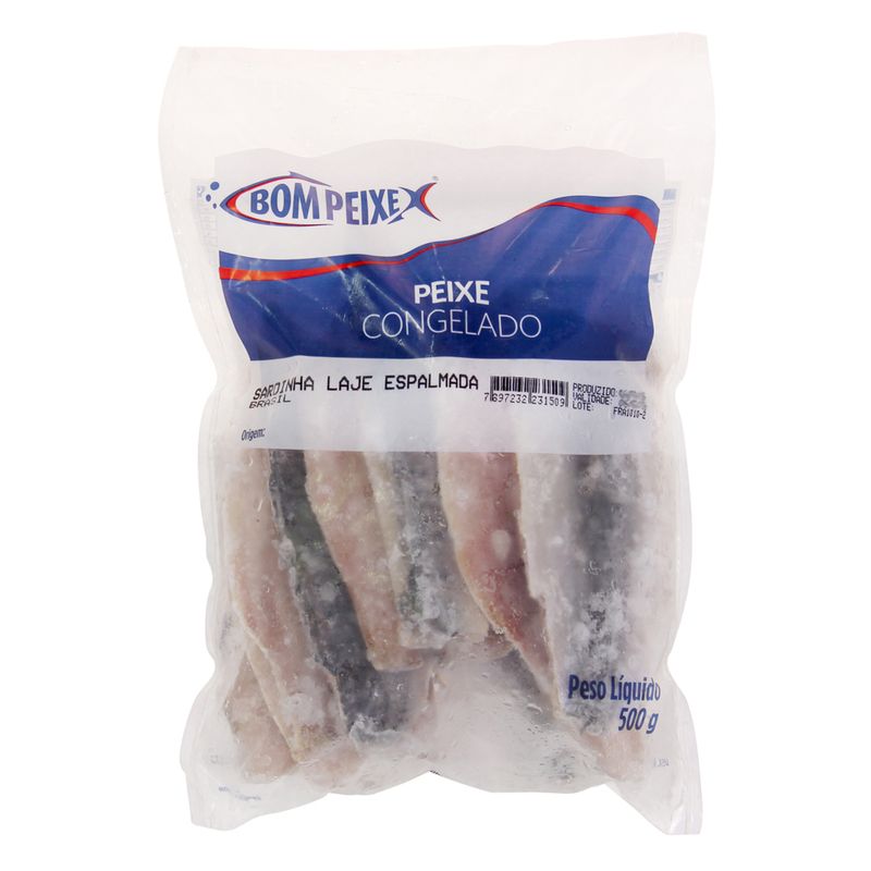 Laje de peixe sardinha espalmada Bom Peixe 500g (7897232231509)