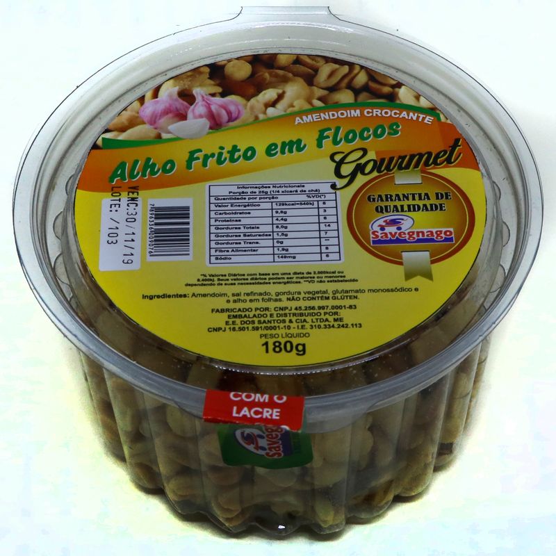 Amendoim Salgado Gourmet Alho Floco 180g (7898577320873)