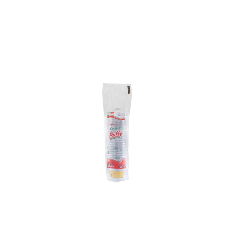 Copo Descartável Plastilania 150ml Crystal Bello Com 25 (7898234378032)