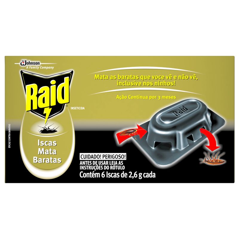Iscas Mata Baratas Raid 6 unidades de 2,6g cada (7894650126103)