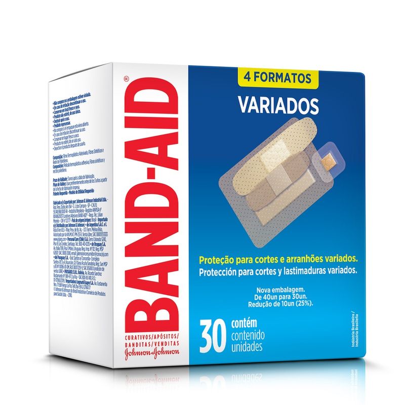 Curativo Band Aid Com 30 Transparente Variados (7891010247263)
