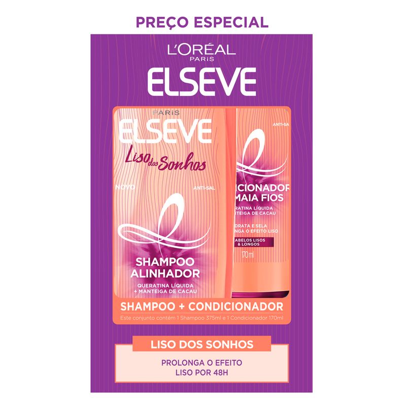 Shampoo E Condicionador Elséve Longo Liso 375ml (7899706184397)